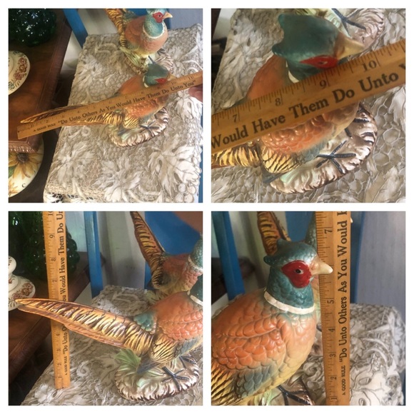 Vintage Hand-painted Ring-Necked Pheasants Bird Figurines Made in JAPAN - Picture 14 of 16